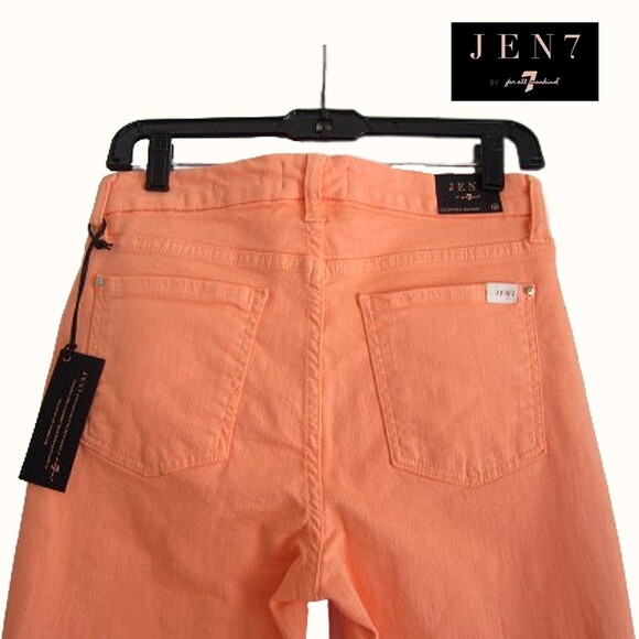 7 For All Mankind NEW Peach Colored Denim Cropped Skinny Jean 8 - Picture 10 of 11